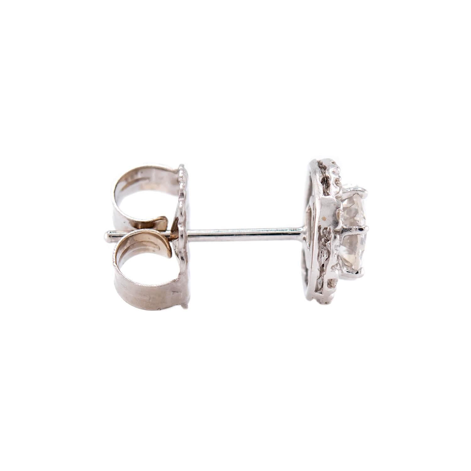 Estate Platinum Diamond Halo Stud Earrings 1ct