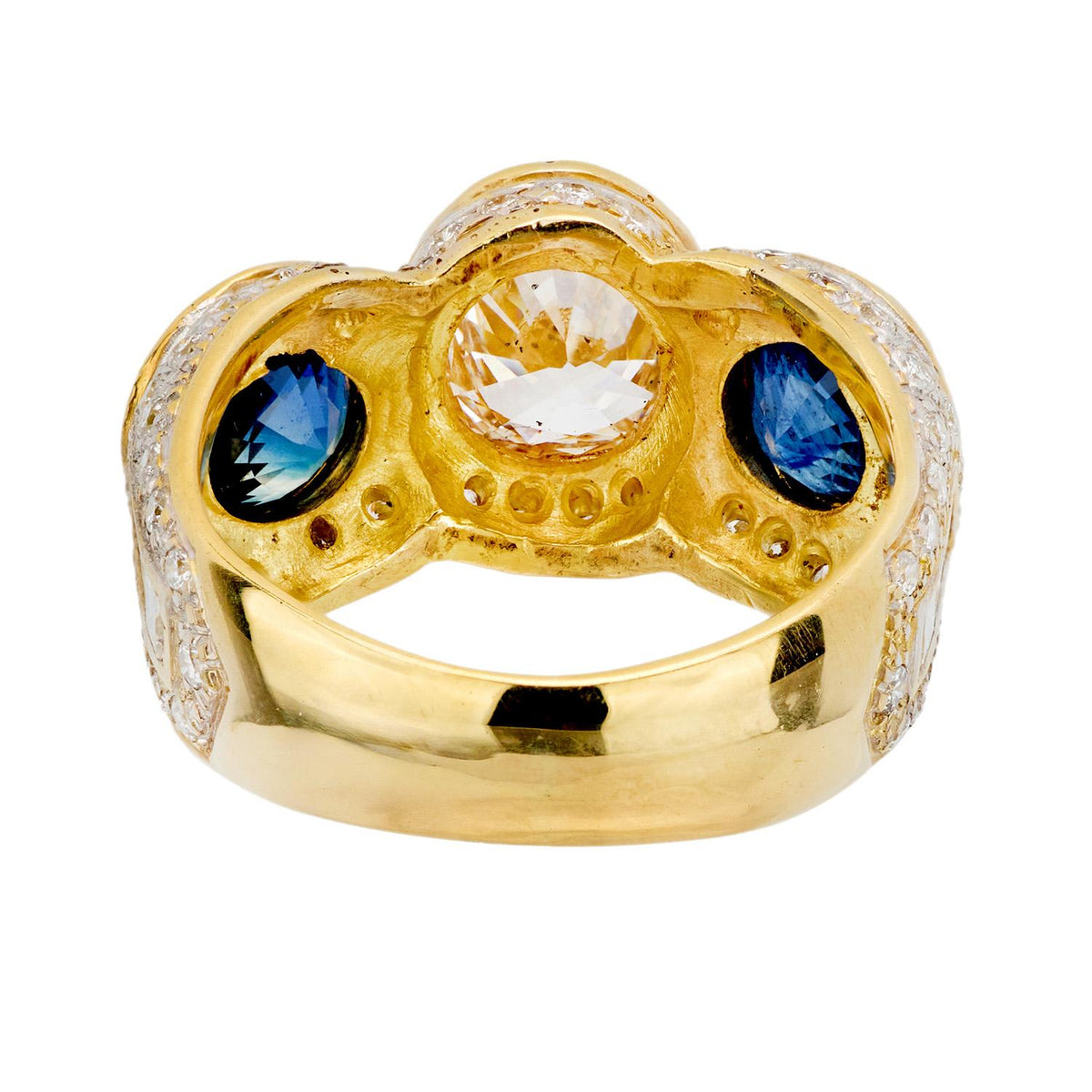 Vintage 18k Diamond and Sapphire Statement Ring