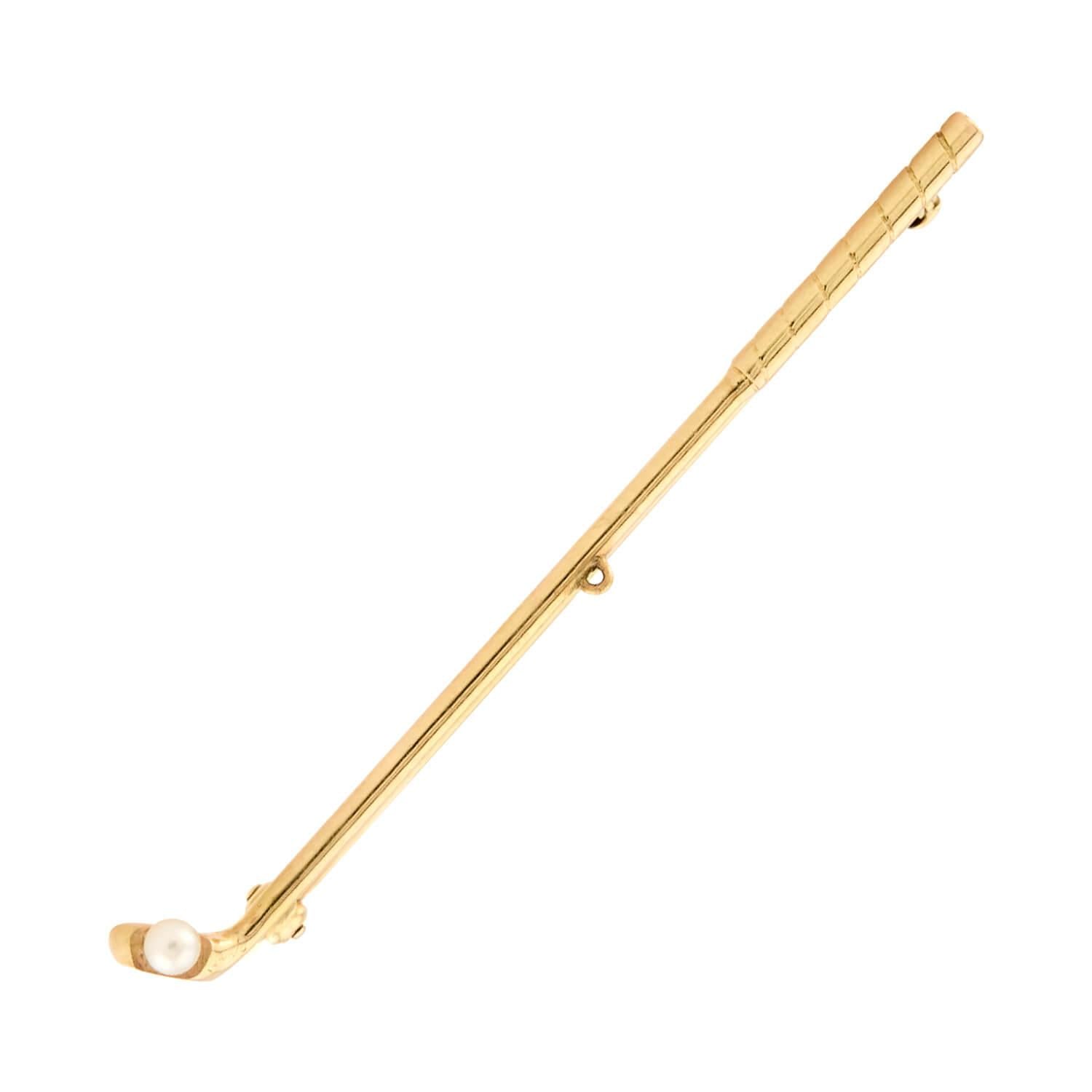 TIFFANY & CO. Edwardian 14K Pearl Golf Club Bar Pin