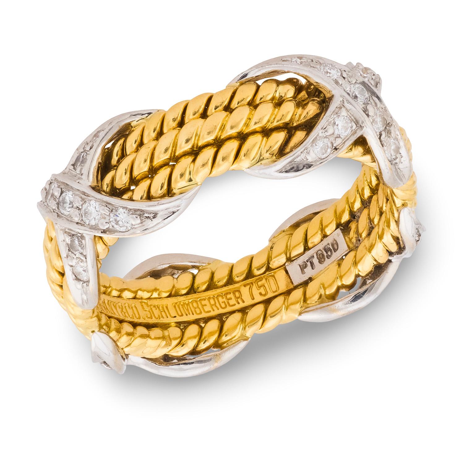 JEAN SCHLUMBERGER for TIFFANY & CO. Estate 18k/Platinum Diamond Ring