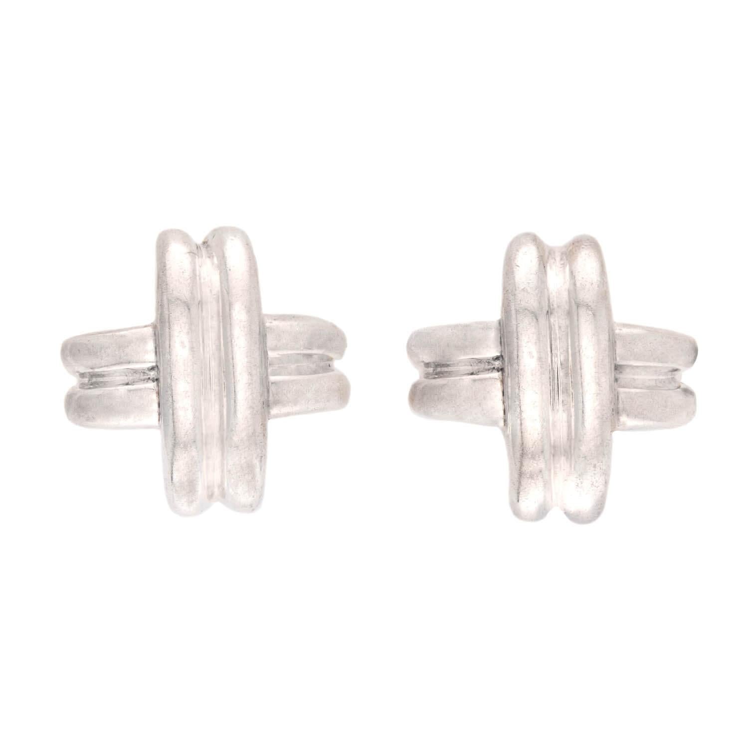 TIFFANY & CO. Estate Sterling Silver Knot Motif Earrings