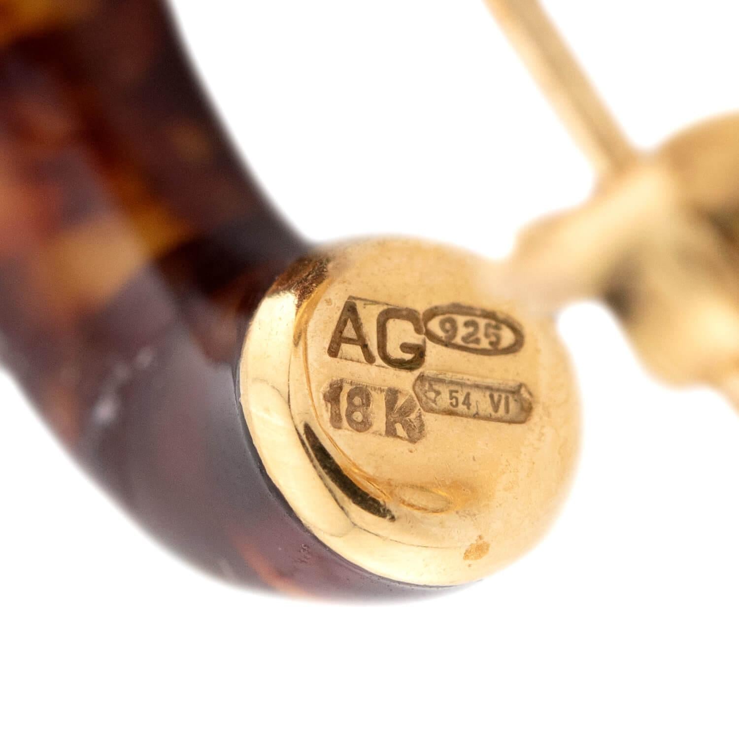 Estate Italian 18K/Sterling Silver Resin & Enamel Earring & Bracelet Set