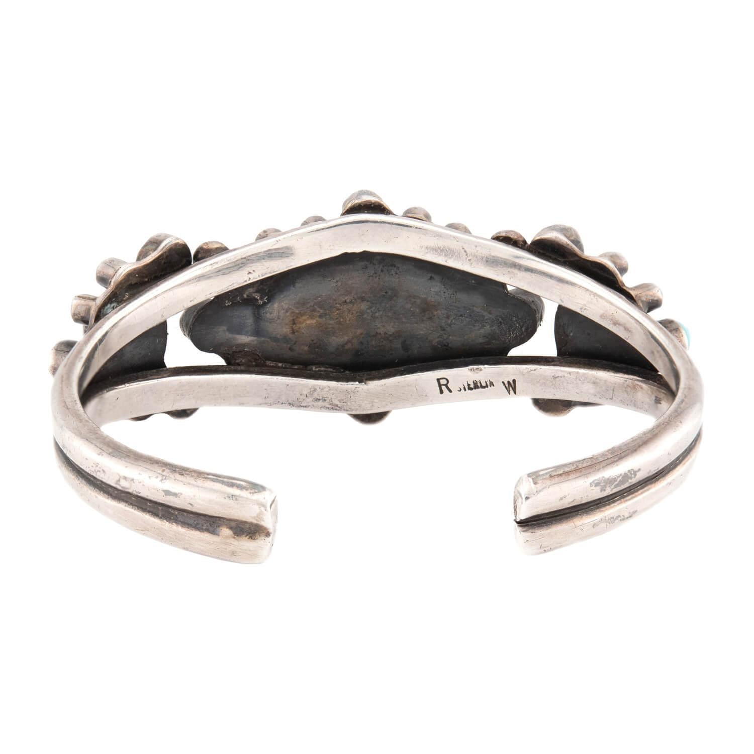 Vintage Native American Sterling Silver Turquoise Cuff Bracelet