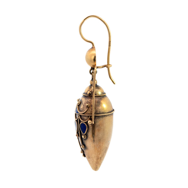 Victorian 15k Enamel Urn Earrings