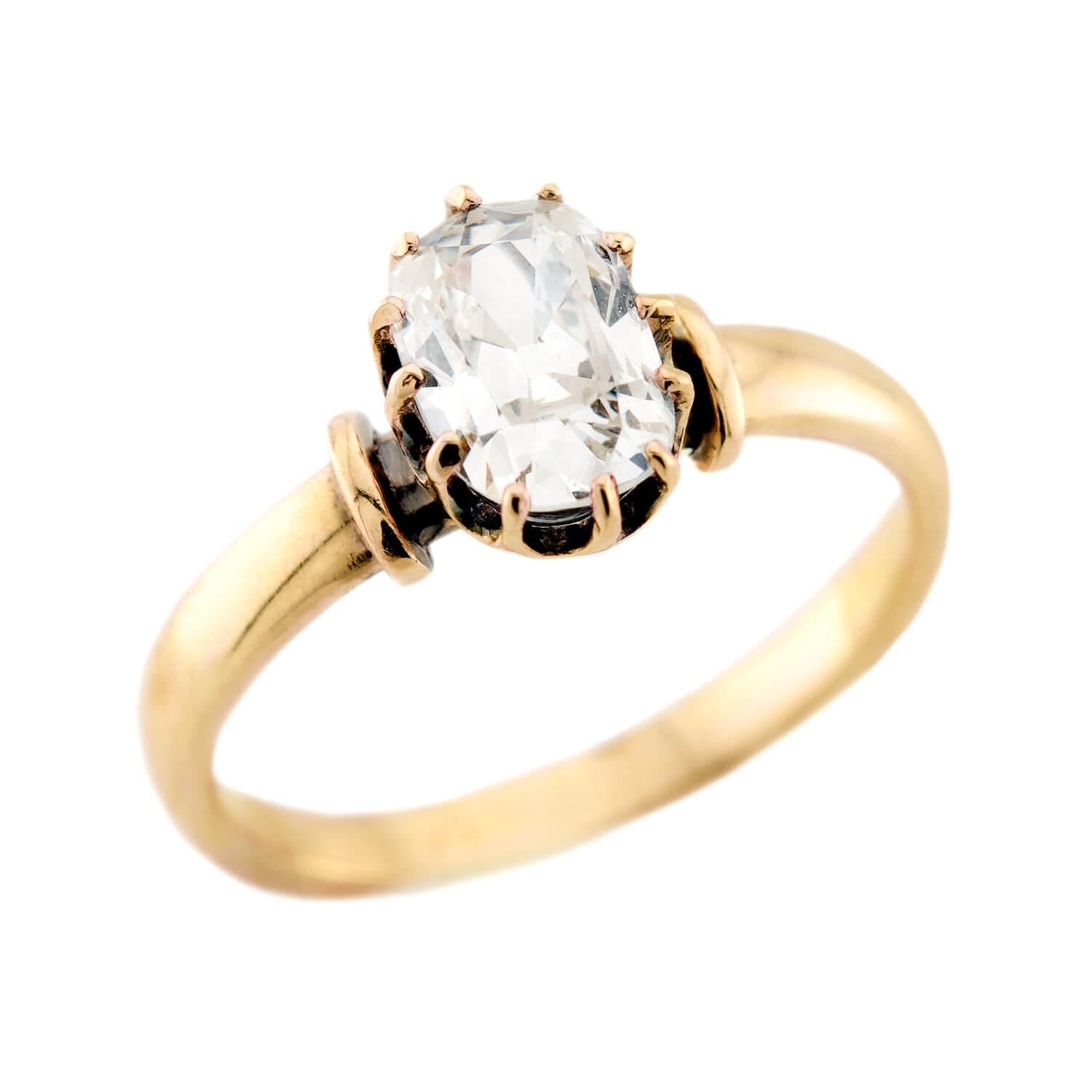 Victorian 18k GIA Diamond Engagement Ring 1.06ct