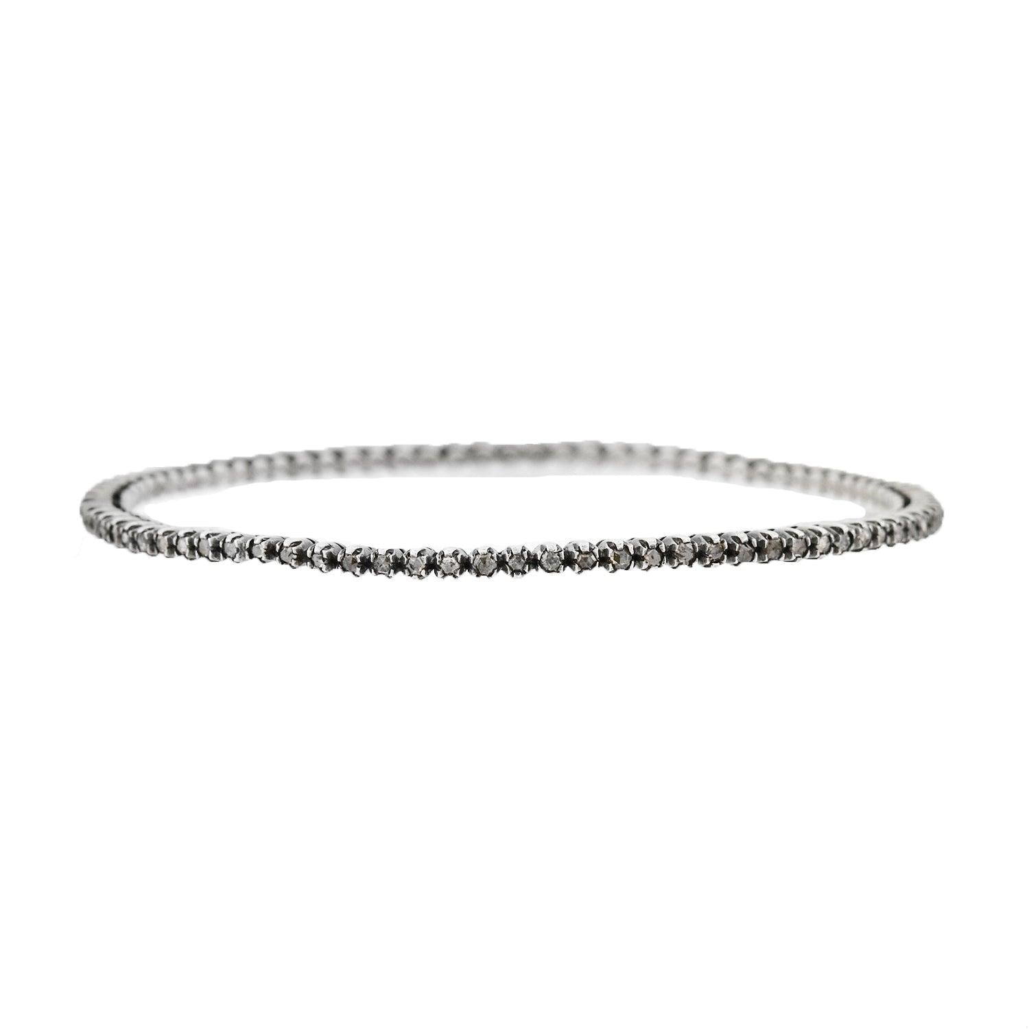 Victorian Style Sterling Rose Cut Diamond Bangle Bracelet Set 1.00ctw