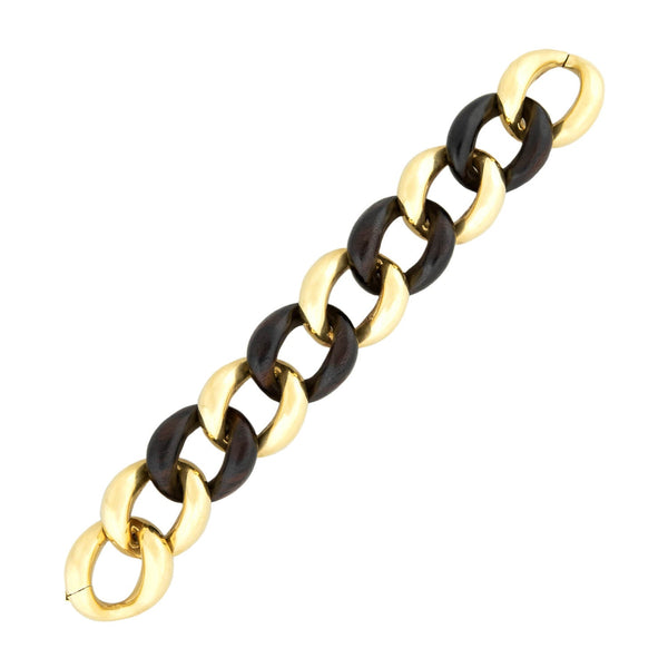 VALENTIN MAGRO Estate 18k Gold & Wood Curb Link Bracelet