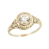 Art Deco 14kt Yellow Gold Diamond Engagement Ring 1.11ct