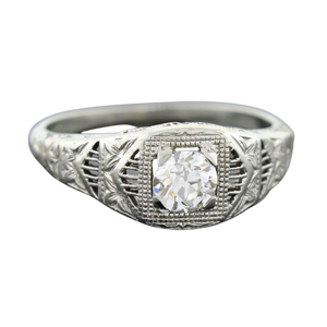 Art Deco 18kt Diamond Engagement Ring 0.48ct
