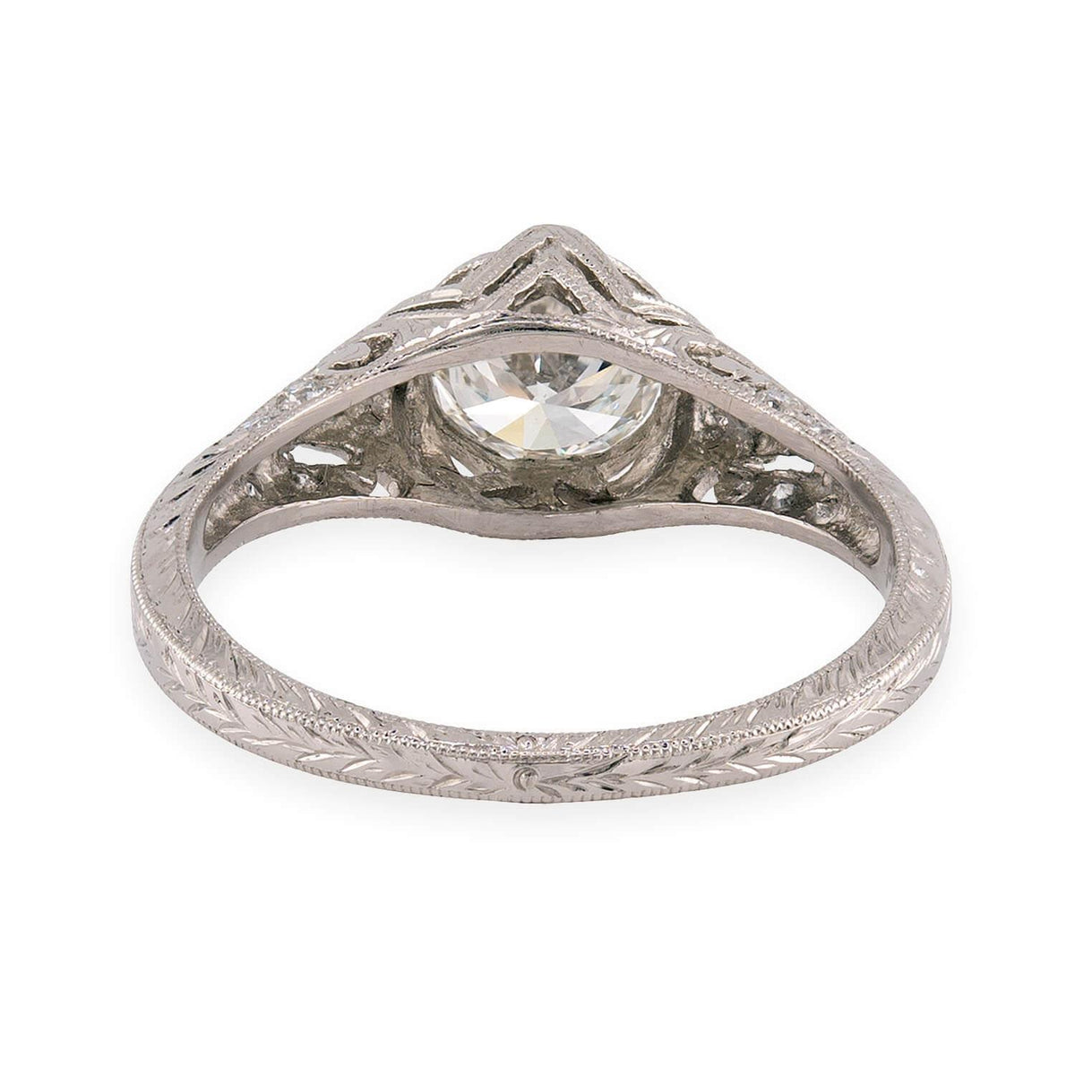Art Deco Platinum Diamond Engagement Ring .85ct