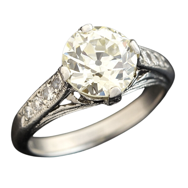 Art Deco Style Platinum Diamond Engagement Ring 1.85ct