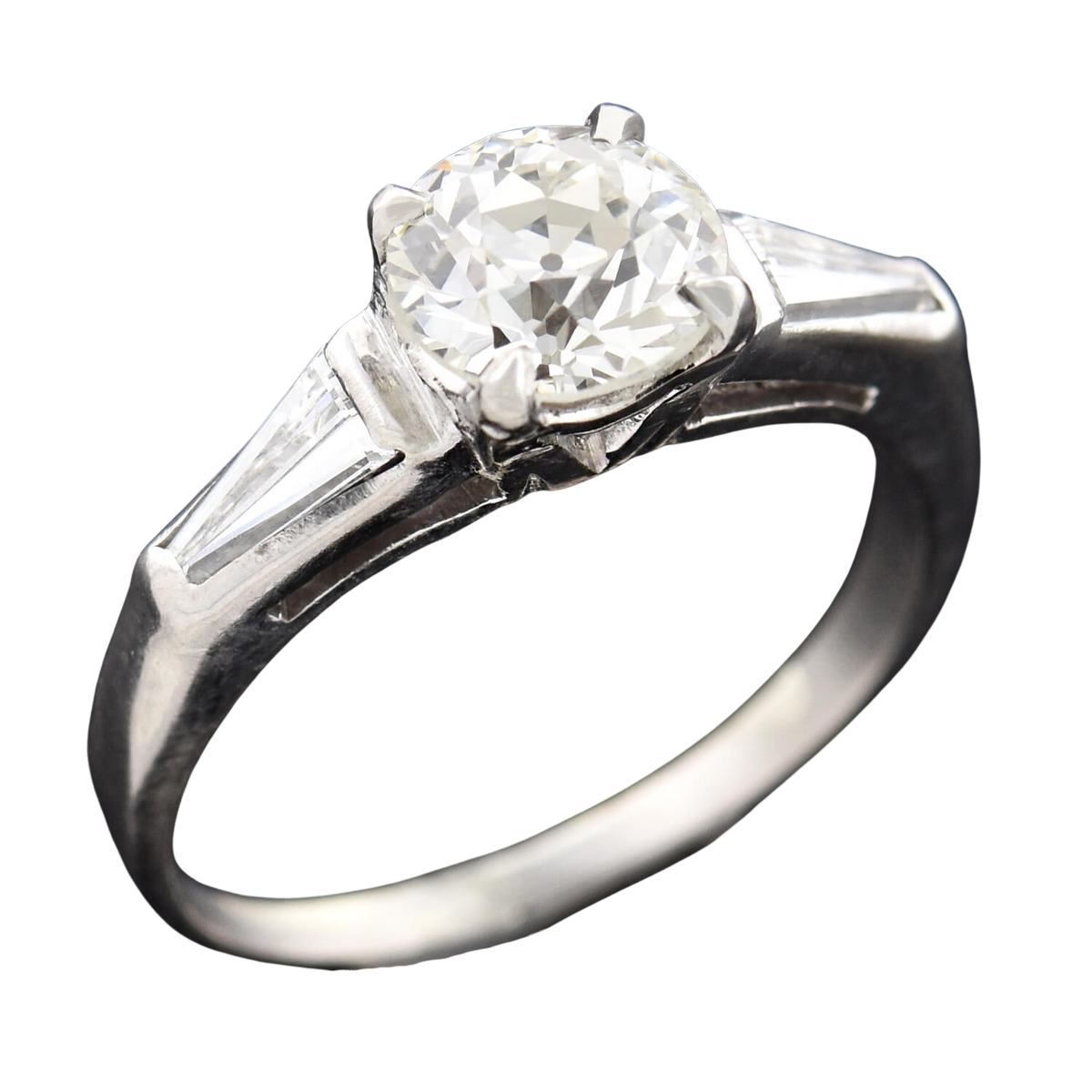 Retro Platinum Diamond Engagement Ring 1.00ct center