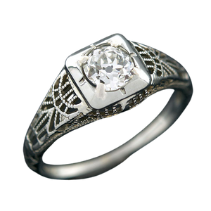 Art Deco 18kt Diamond Engagement Ring 0.54ct