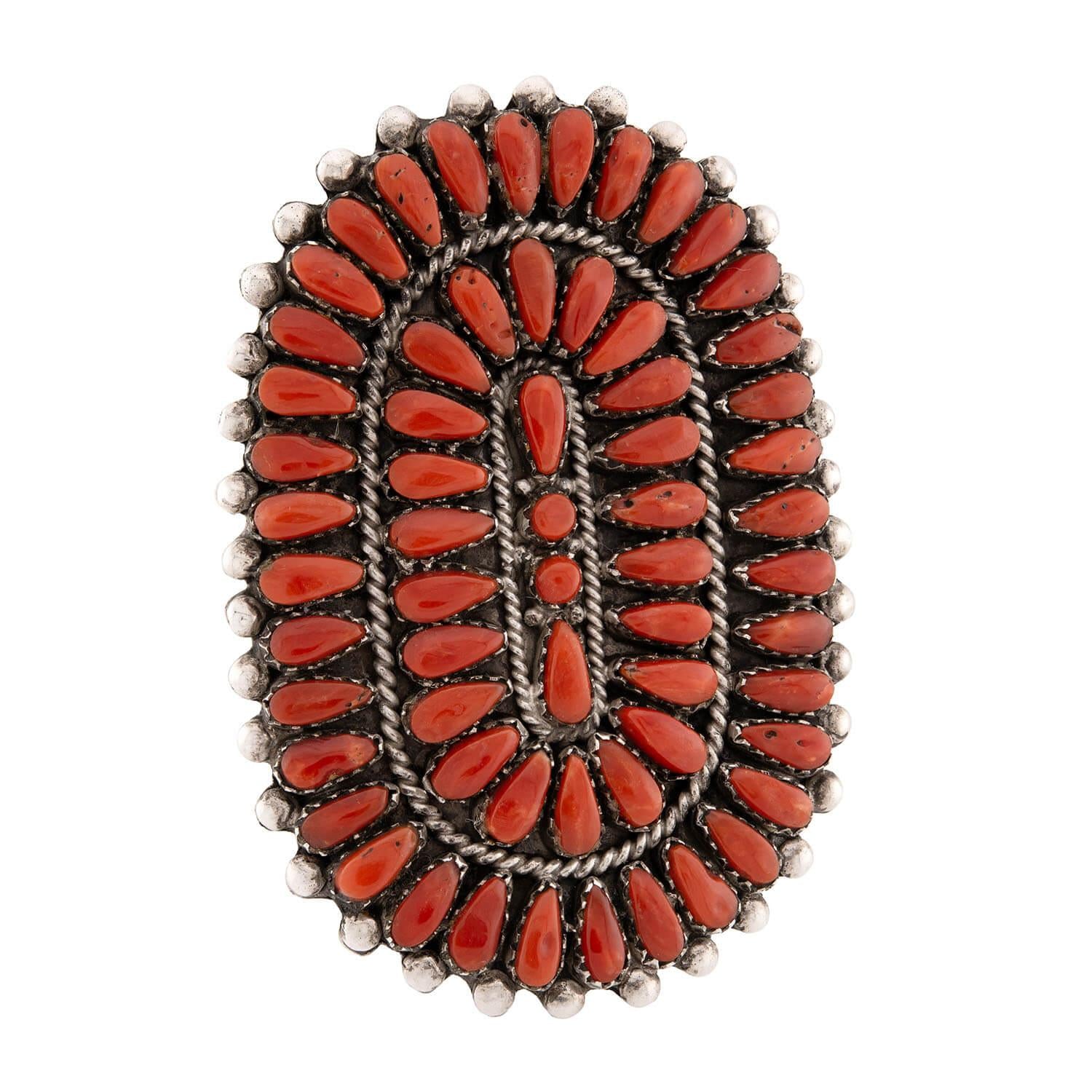 Vintage Sterling Silver Coral Statement Ring