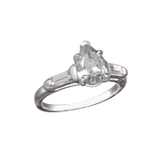 Art Deco Platinum Old Pear-Cut Diamond Engagement Ring 1.07ct