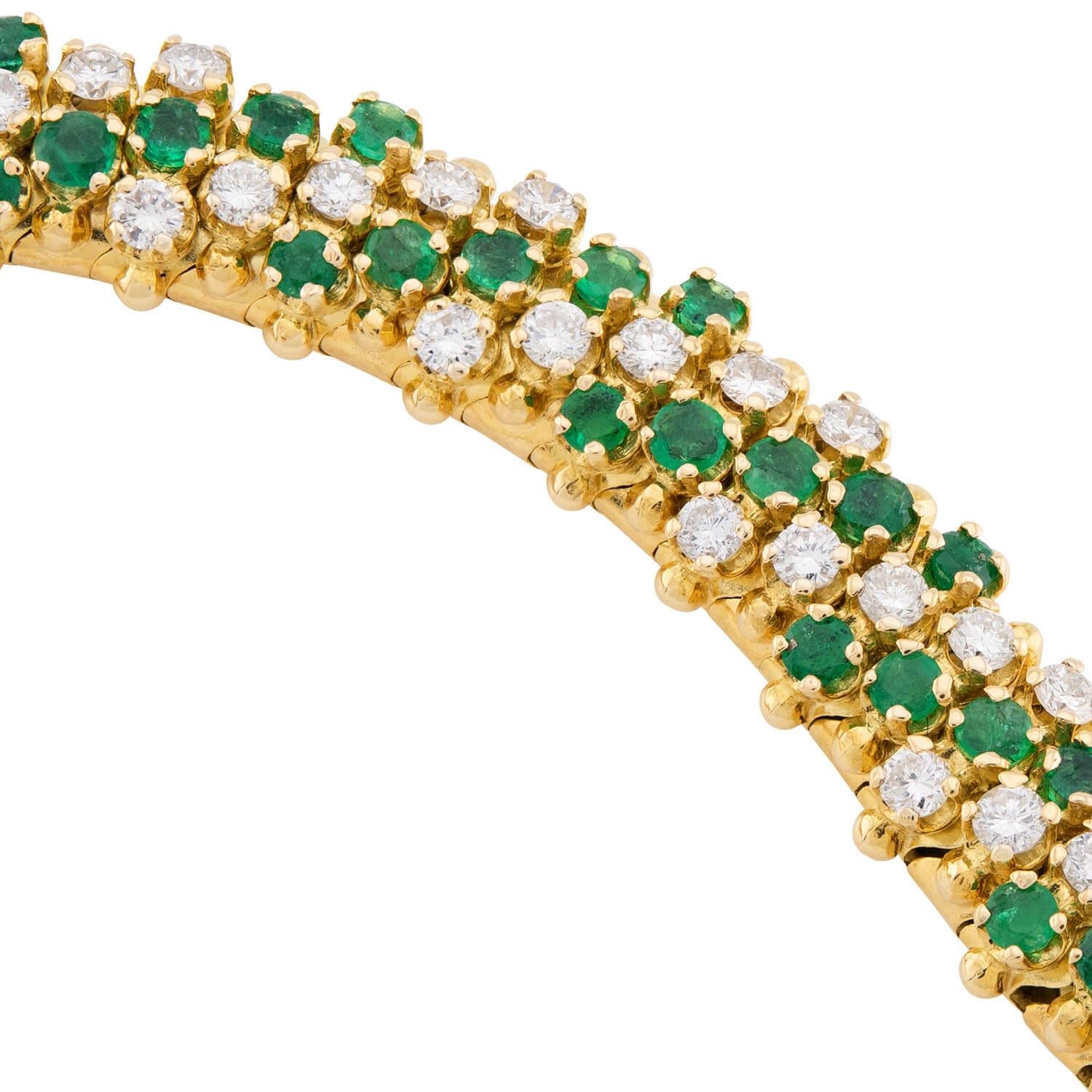 Vintage 18k Emerald & Diamond Bracelet