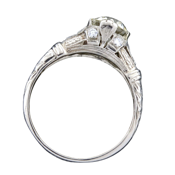 Art Deco Platinum Diamond Engagement Ring 1.16ct