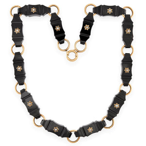 Art Deco 14k Onyx & Pearl Link Necklace