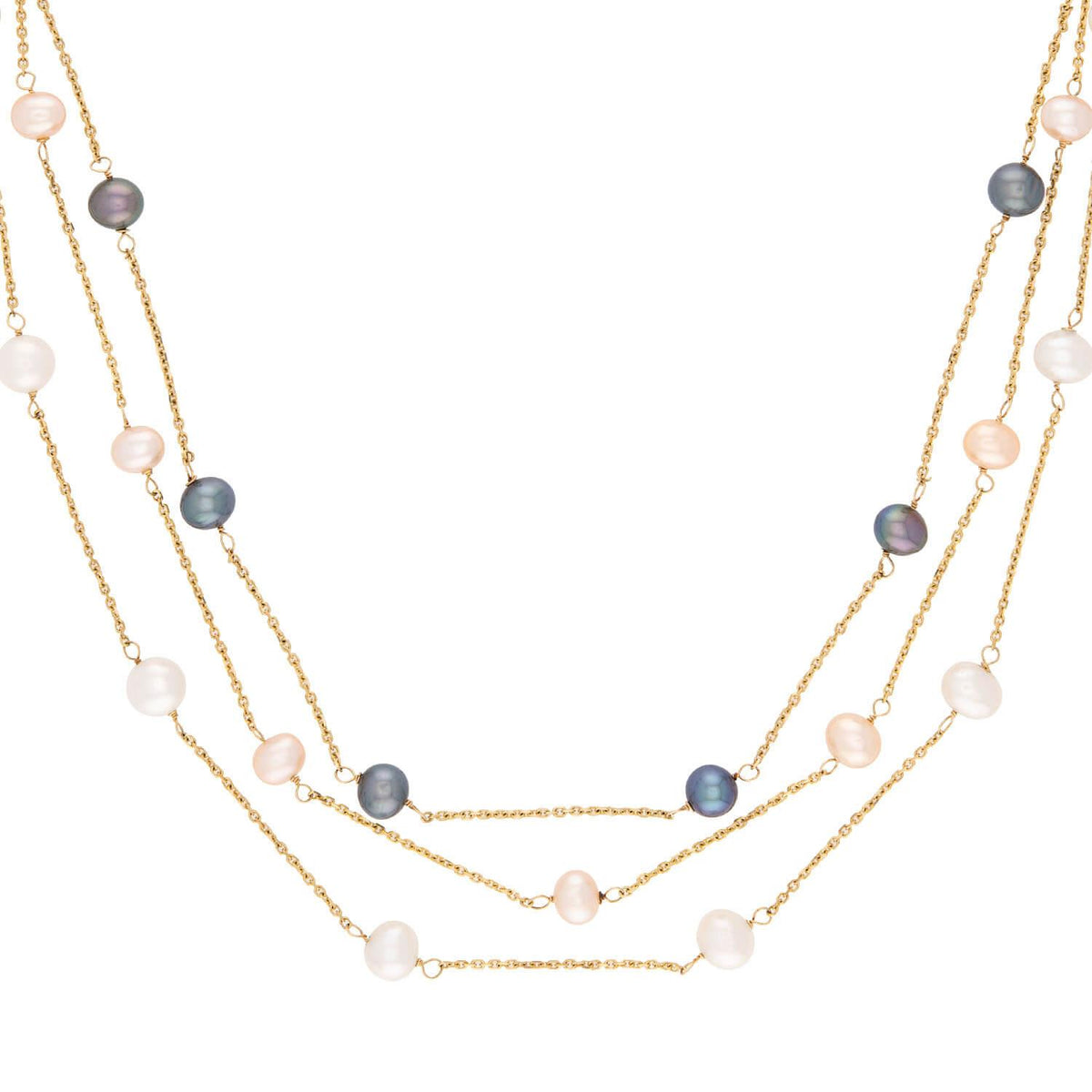 Estate 14k Three-Strand Pearl Necklace
