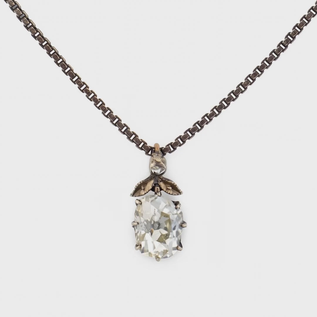 Georgian 18k/Sterling Silver Diamond Pendant Necklace