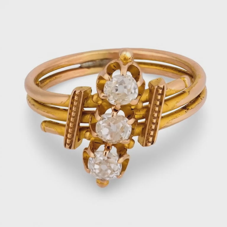 Victorian 18k Diamond Navette Ring