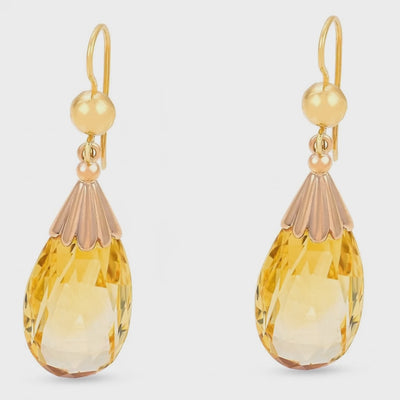 Victorian 18k Citrine Drop Earrings
