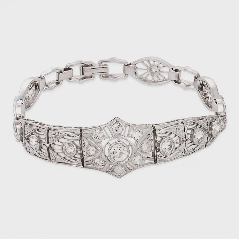 Art Deco Platinum Diamond Belly Bracelet