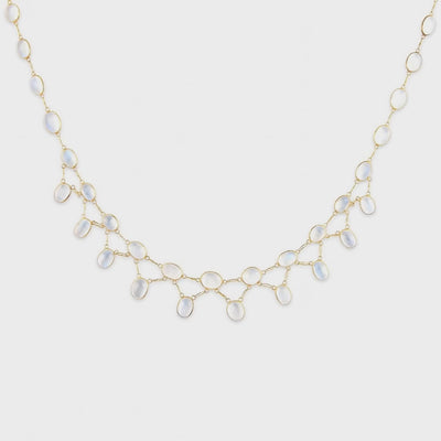 Estate 18k Moonstone Link Drop Necklace