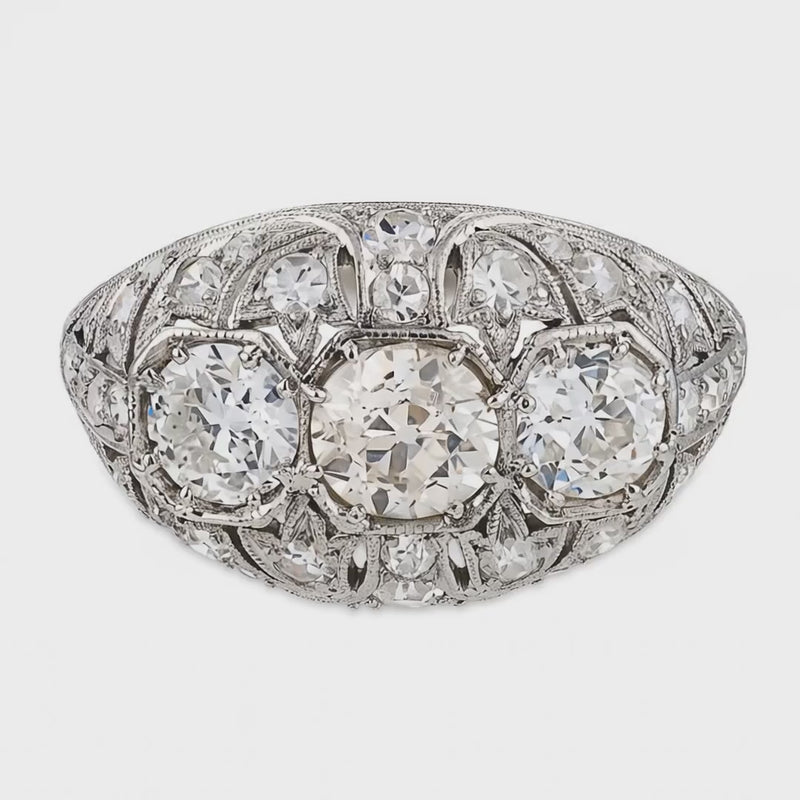 Edwardian Platinum Diamond Three Stone Ring