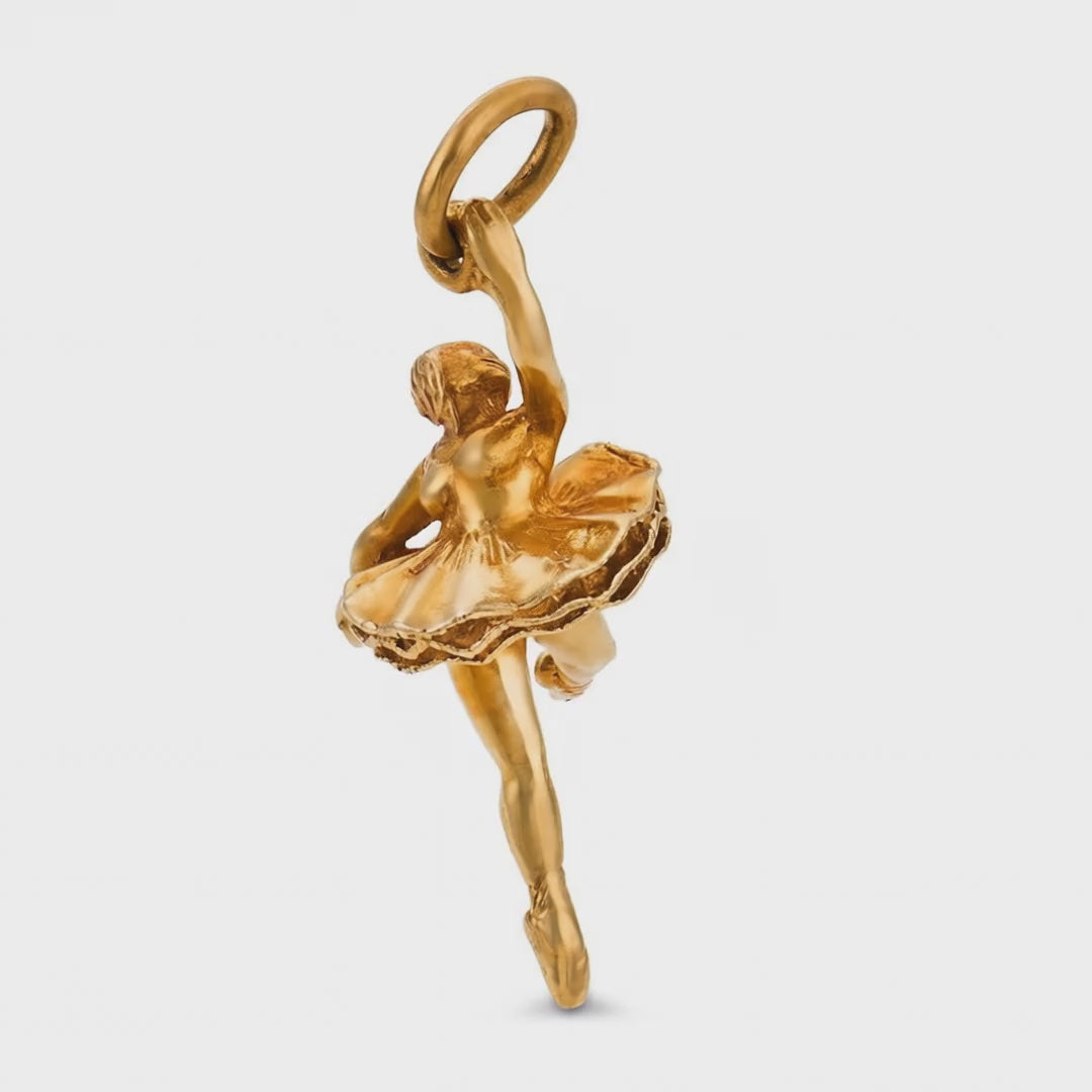 Load video: Vintage 14k Ballerina Pendant/Charm