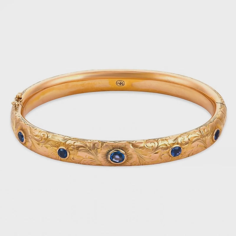 Art Nouveau 14k Sapphire Bangle
