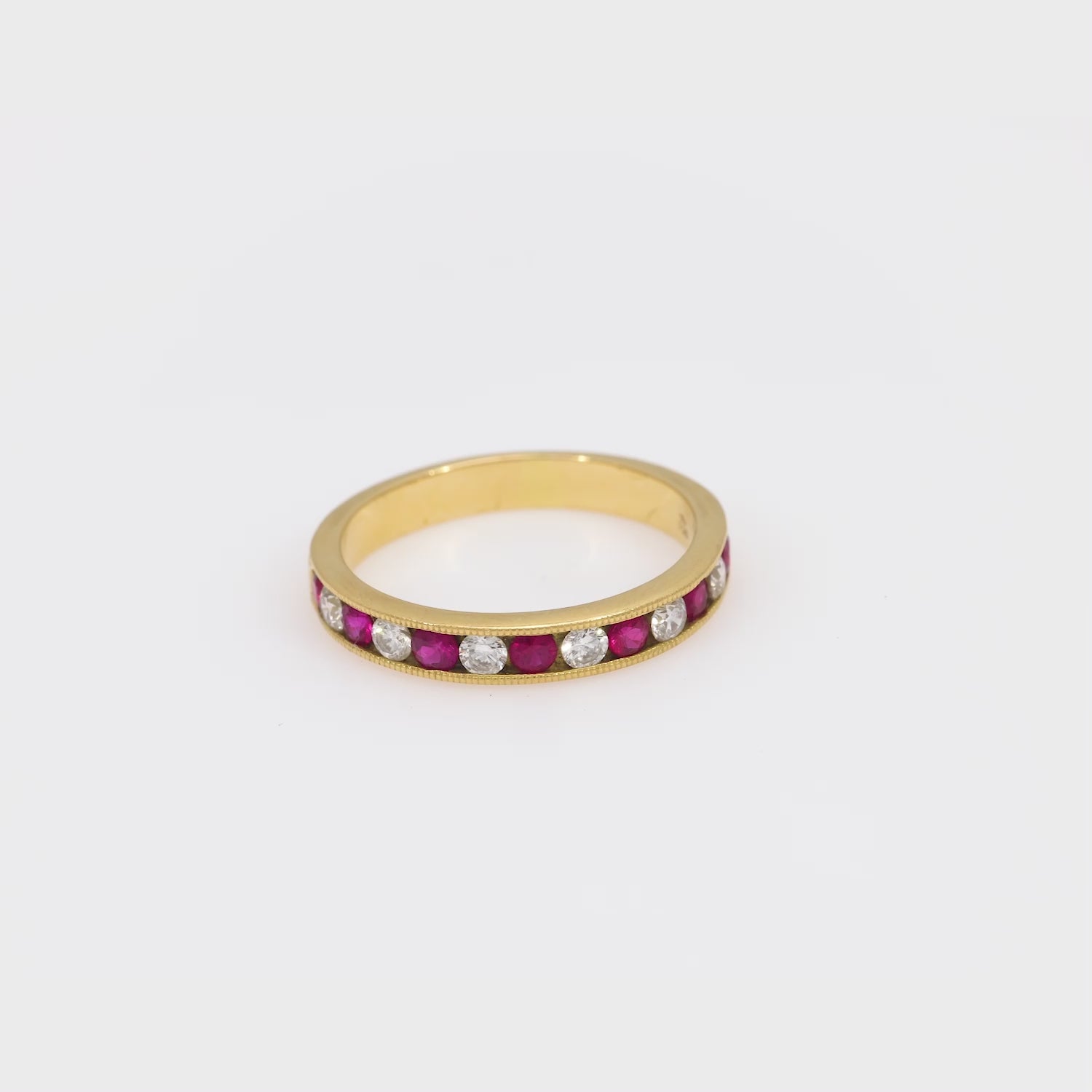 Estate 18k Ruby and Diamond Half Band