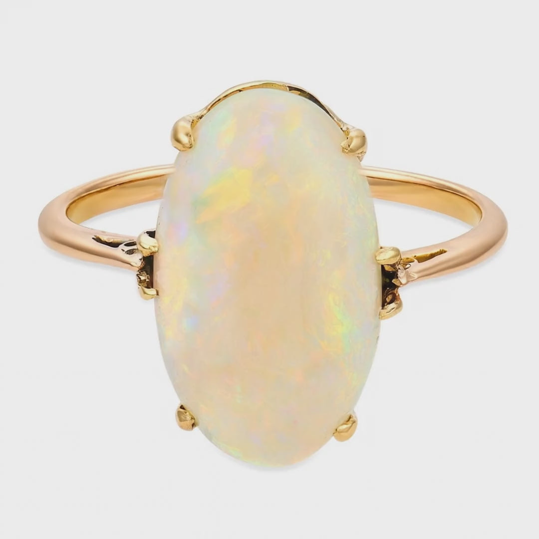 Load video: Art Nouveau 18k Opal Ring