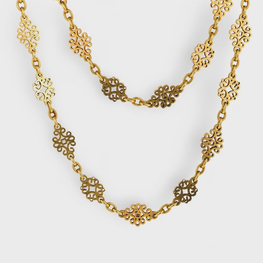Art Nouveau 18k Chain Necklace 38"