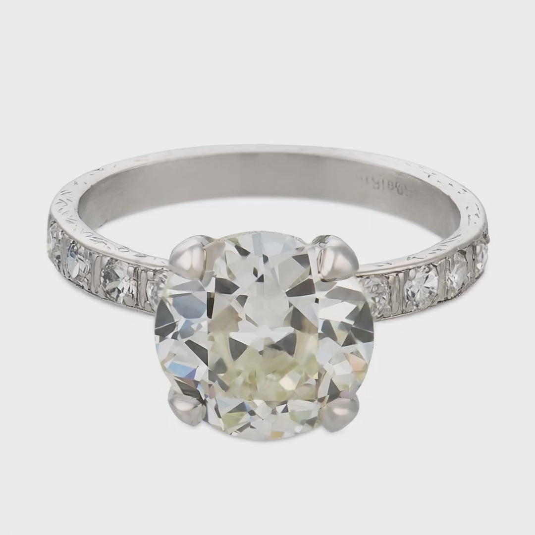 Art Deco Platinum Diamond Engagement Ring 2.88ct