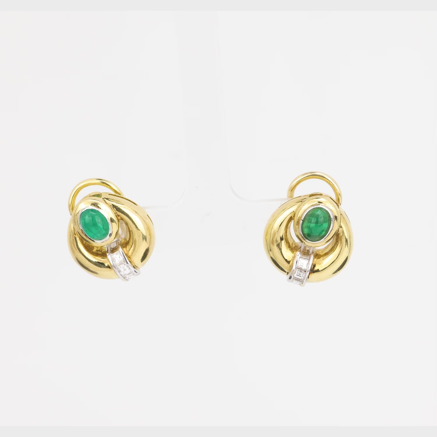 Estate 18k Emerald and Diamond Earrings