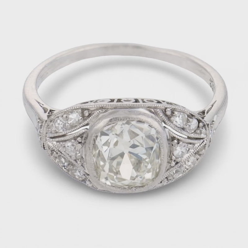 WOOD & SONS,J.R. Edwardian Platinum Diamond Engagement Ring 1.80ct