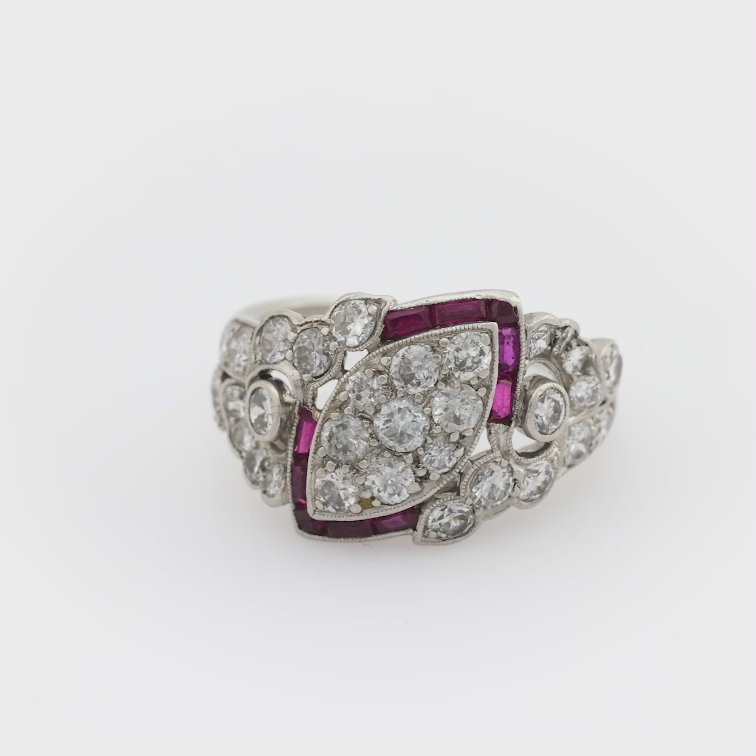 Art Deco Platinum Diamond & Ruby Ring