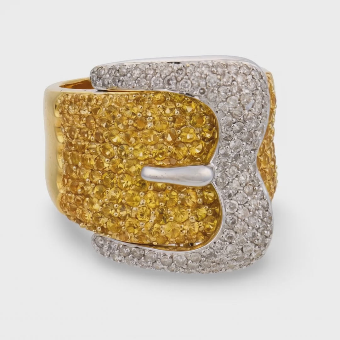 Estate 18k Diamond Buckle Ring