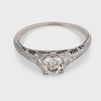 Art Deco 18k Diamond Engagement Ring .75ct