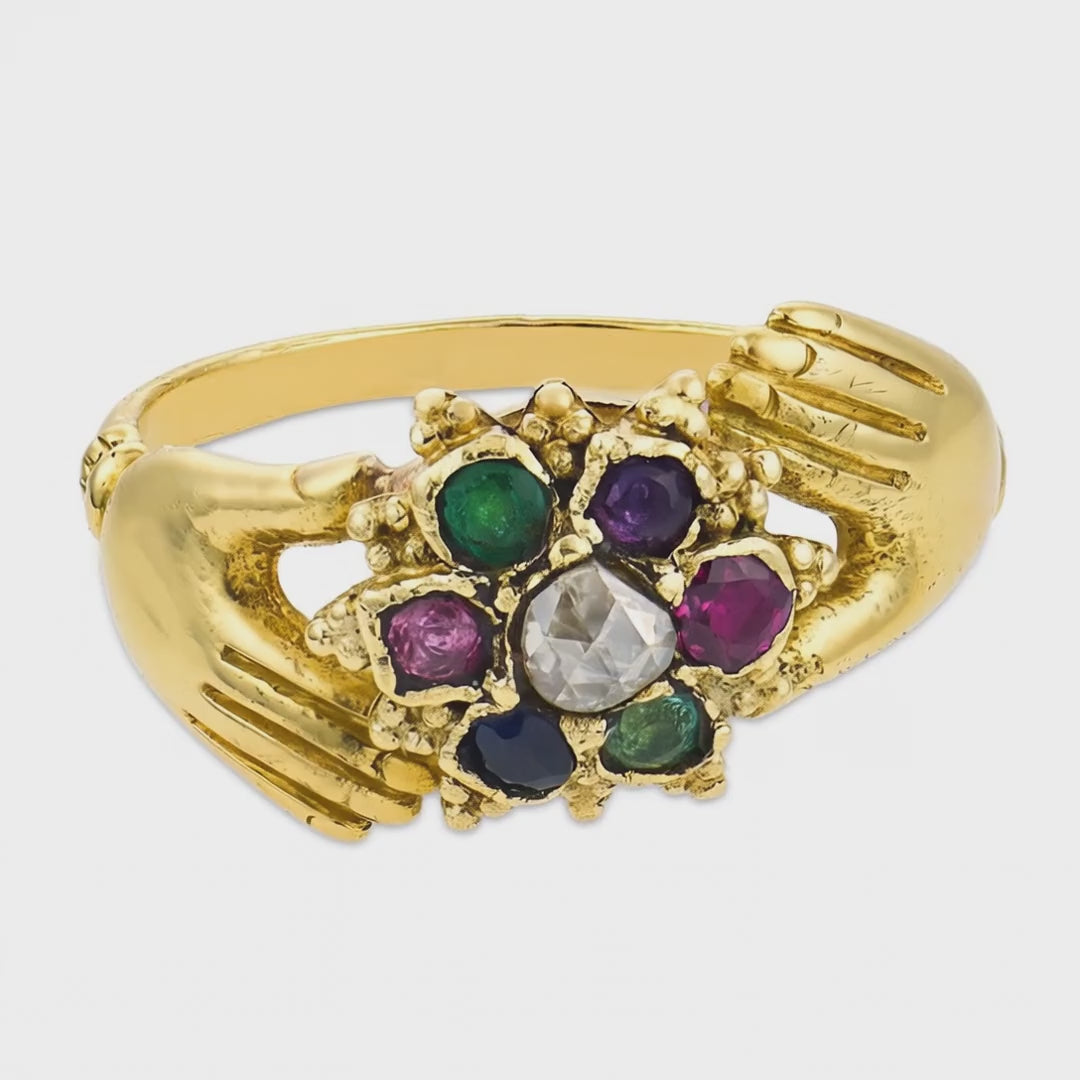Load video: Victorian 18k "DEAREST" Ring