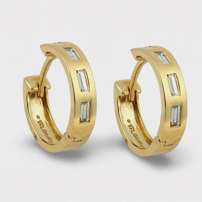 Estate 14k Diamond Huggie Hoop Earrings
