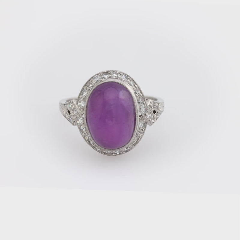 Art Deco Platinum Ruby & Diamond Halo Ring
