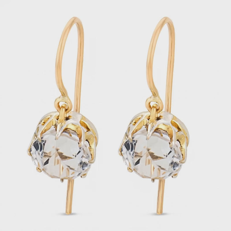 Edwardian 14k/Sterling Silver Topaz Drop Earrings