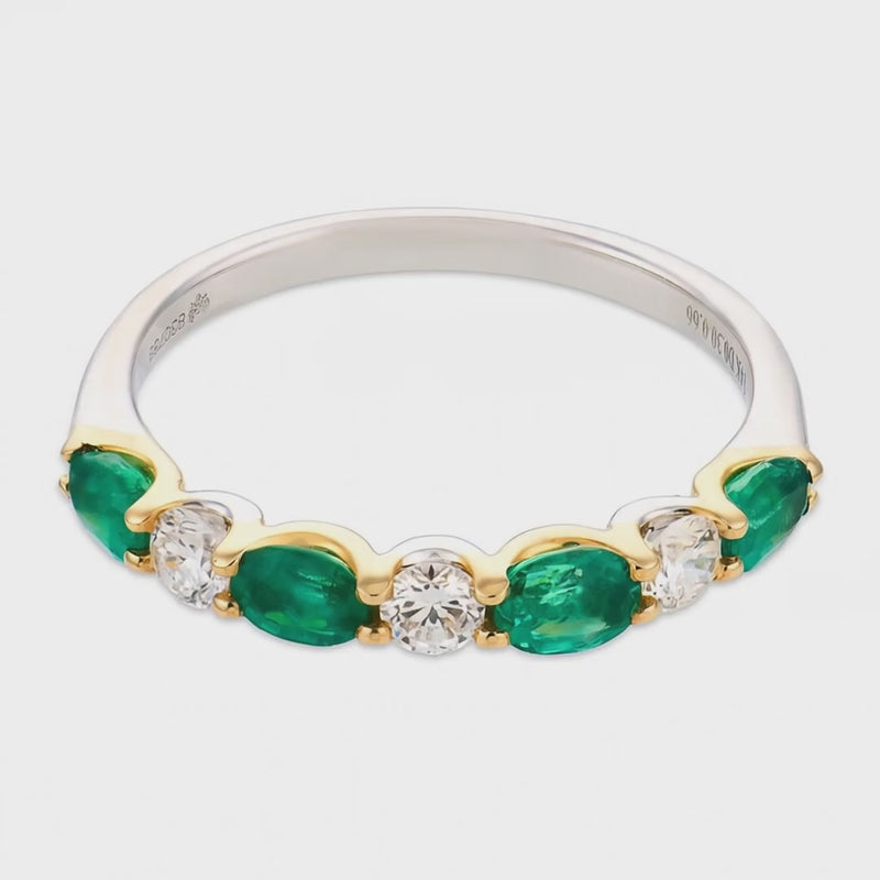 Estate 14k Emerald & Diamond Half Band