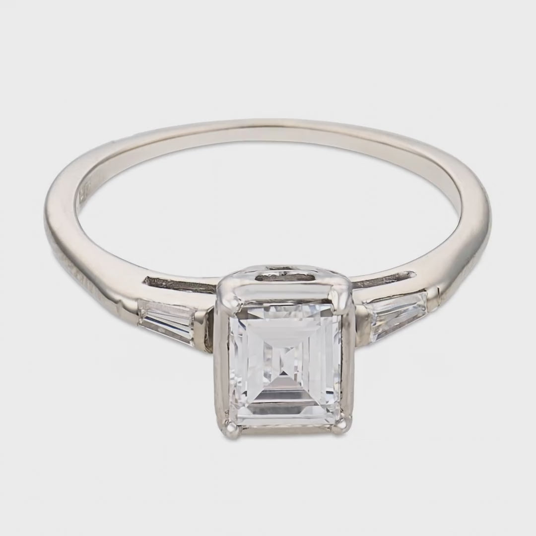 Load video: Retro Platinum Diamond Engagement Ring .64ct