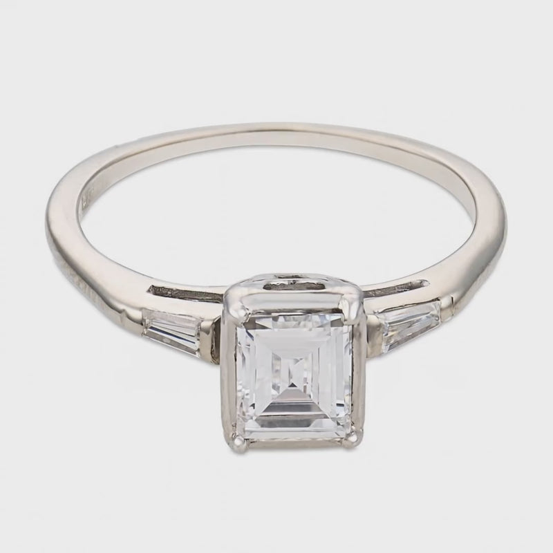 Retro Platinum Diamond Engagement Ring .64ct