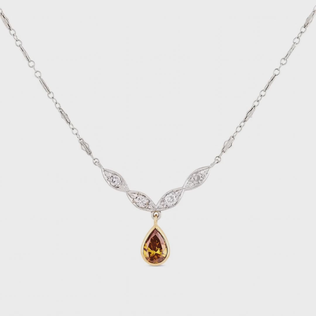 Load video: Vintage 14k Diamond Drop Necklace