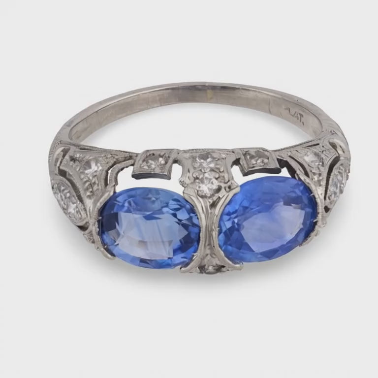 Art Deco Platinum Sapphire & Diamond Ring