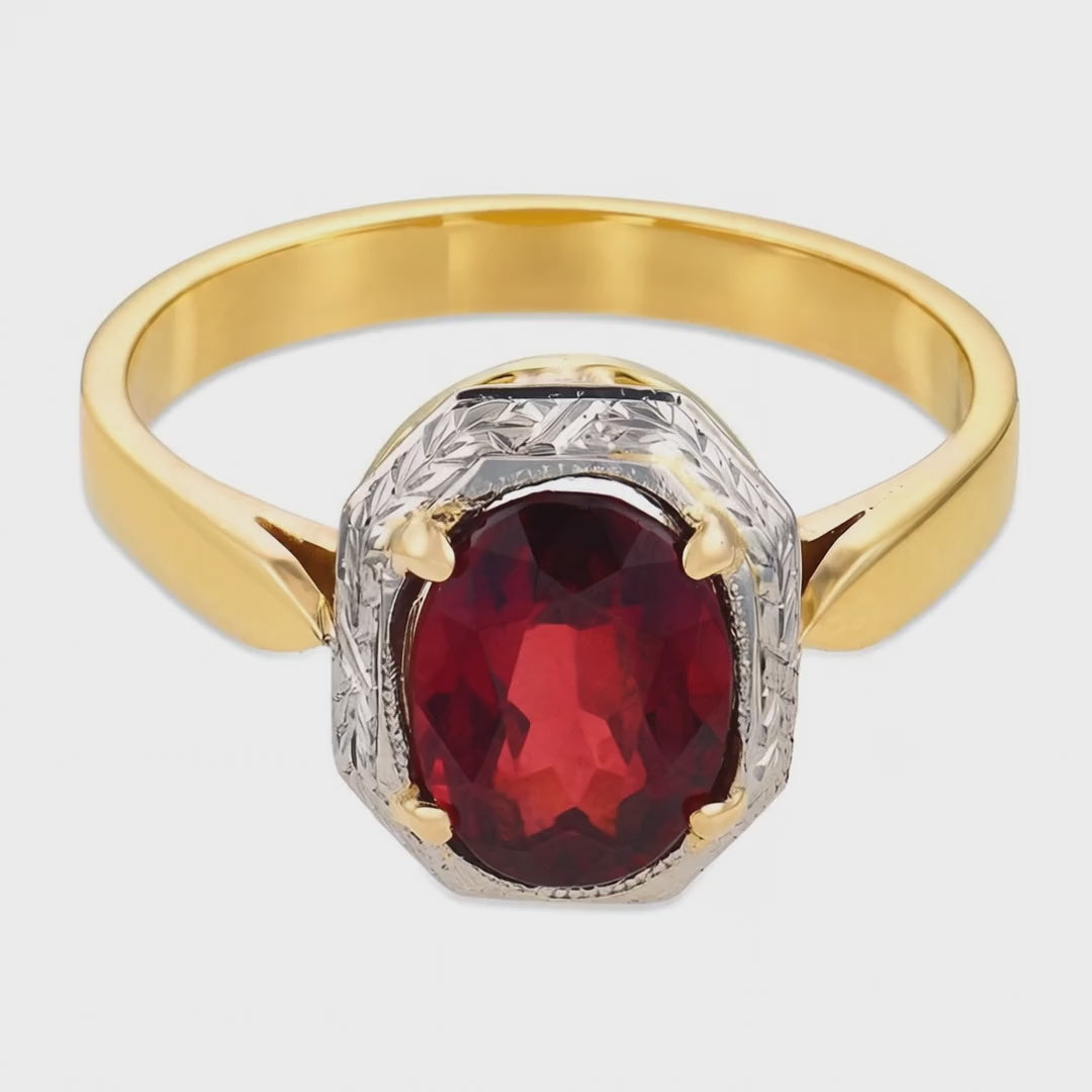 Load video: Edwardian 14k/Platinum Tourmaline Ring